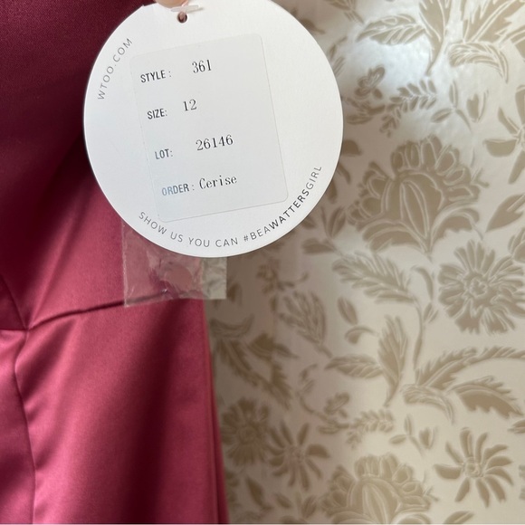 Wtoo by Watters Ayla Dress Cerise Size 12 NWT Strapless Gown with Bow - Picture 4 of 6